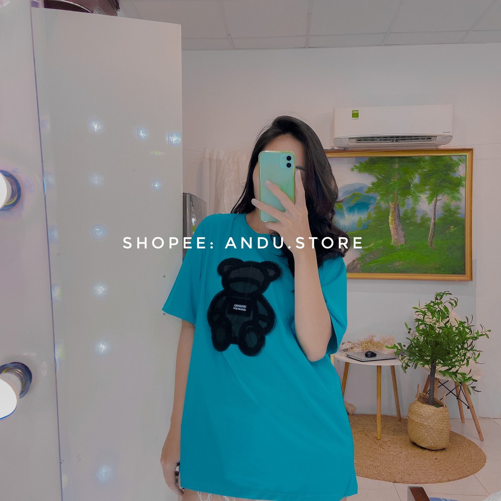 Áo phông gấu xanh 💗GIÁ GỐC💗chất cotton mát, form rộng giấu quần [VIDEO+ ẢNH THẬT SHOP CHỤP]