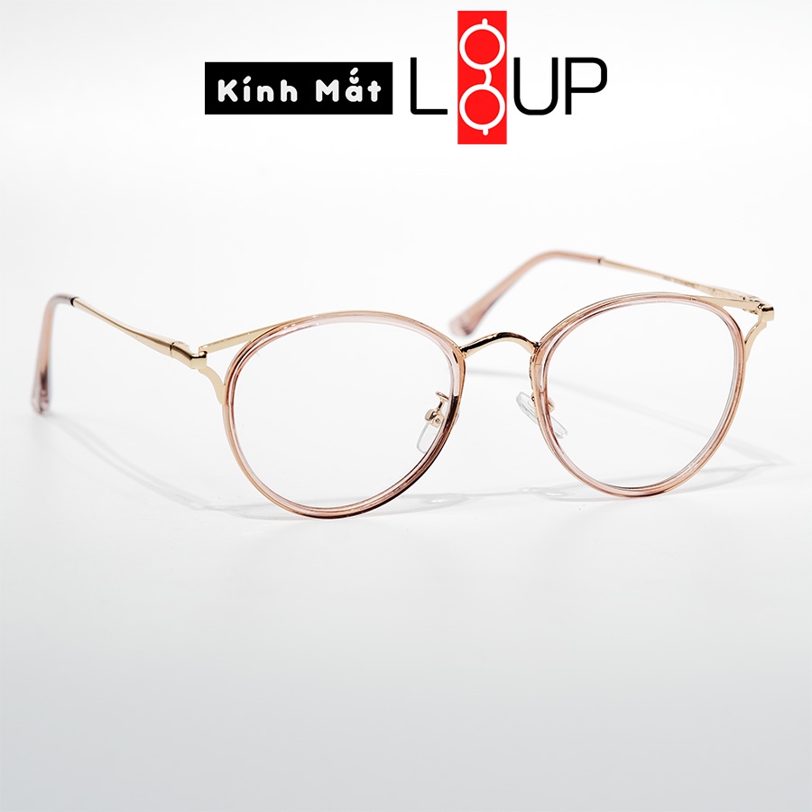 Gọng kính cận nữ kim loại Liup Eyewear mắt mèo cá tính nhiều màu đen, trắng, hồng 90029 thời trang unisex