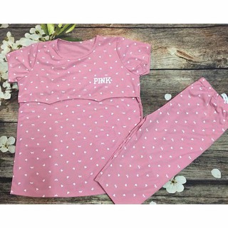 Quần áo sau sinh -Bộ pink bầu và sau sinh