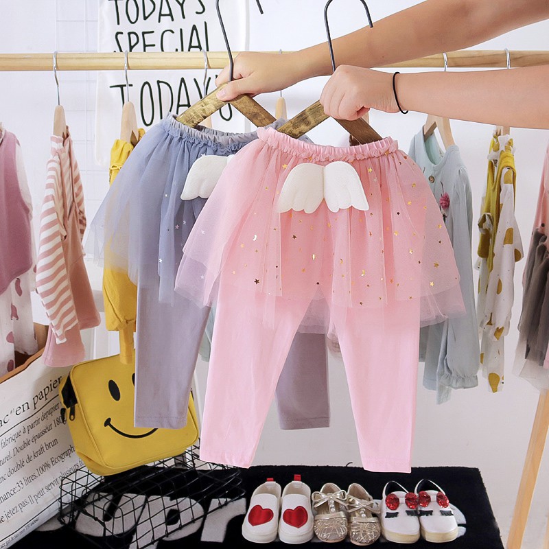 Quần Legging Giả Váy Phối Lưới Kiểu Hàn Quốc Thời Trang Mùa Thu Dễ Thương Cho Bé Gái