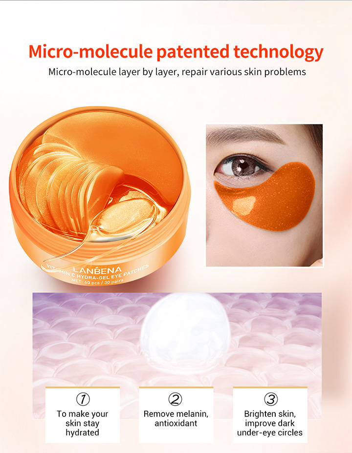 Set 60 Mặt Nạ Mắt Lanbena Vitamin C Cấp Ẩm Giảm Quầng Thâm Bọng Mắt Chống Lão Hóa 80G | BigBuy360 - bigbuy360.vn