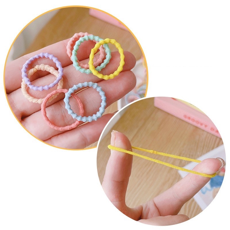 Set 100 Dây Thun Buộc Tóc Nhiều Màu Sắc