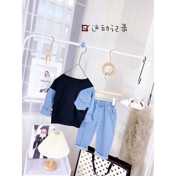 Bộ thu đông bé trai 10-25kg, bộ nỉ bé trai phối bò