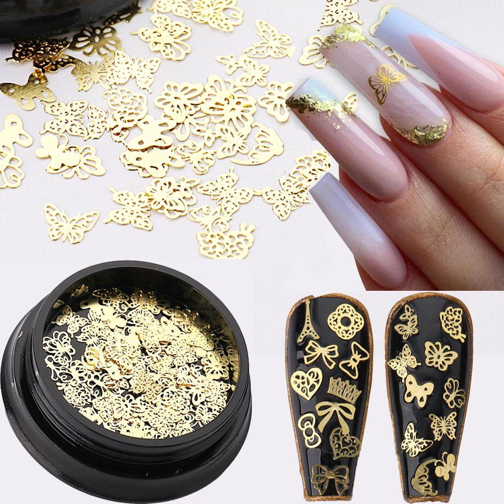 Phụ Kiện Đinh Tán Hình Hoa Lá / Vương Miện / Tháp Thời Trang Trang Trí Móng Tay DIY