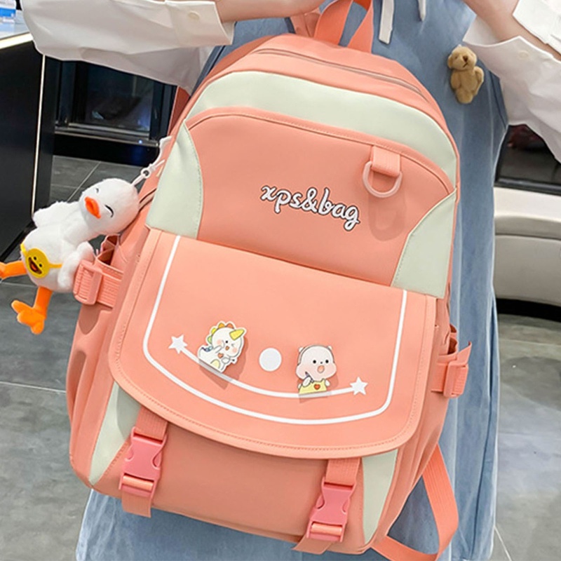 Set 4 Món Gồm Ba Lô + Túi Đựng Bút Chì + Túi Đựng Bằng Nylon Họa Tiết Hoạt Hình Ốp
