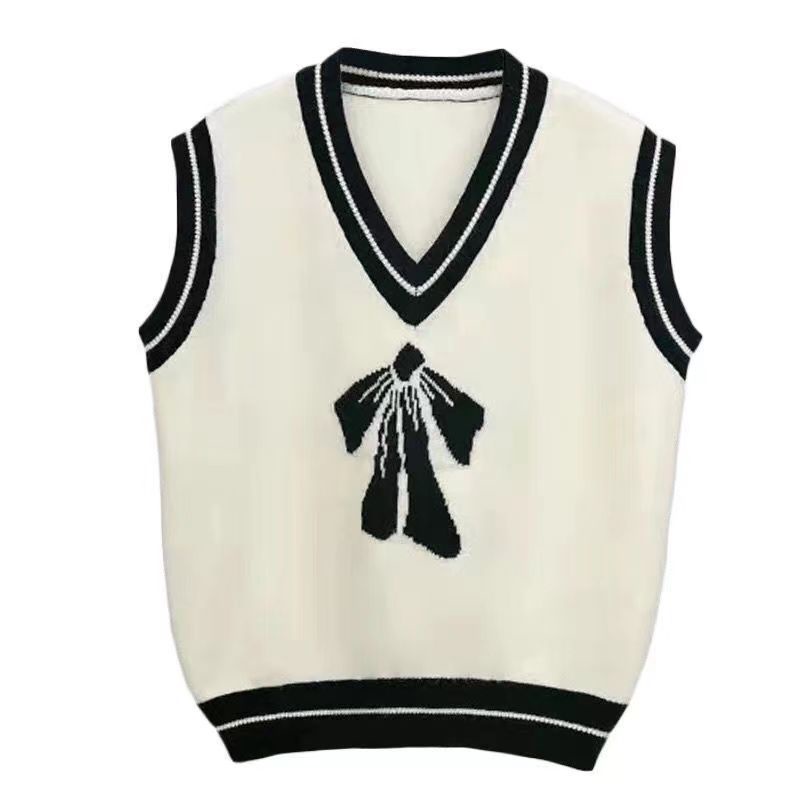 Áo Sweater Dệt Kim Không Tay Cổ Chữ V Phong Cách Preppy Size XS ~ 2XL Thời Trang Mới Cho Nữ