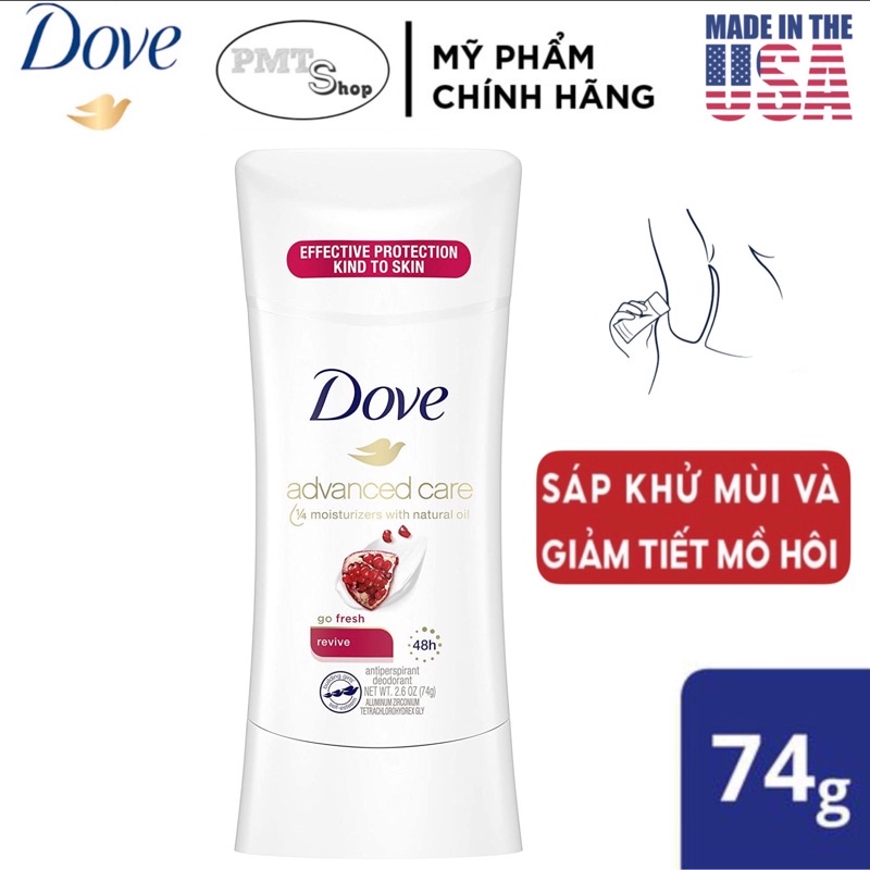 [USA] Lăn sáp khử mùi nữ Dove Advanced Care go fresh 74g Revive hương lựu - Mỹ