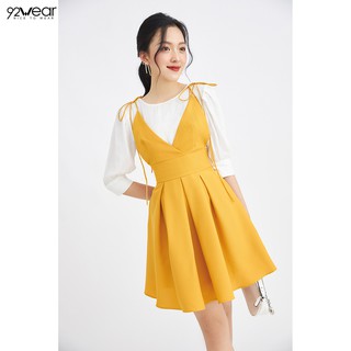 Đầm xòe tay lửng trắng phối màu DEW0053 - 92Wear