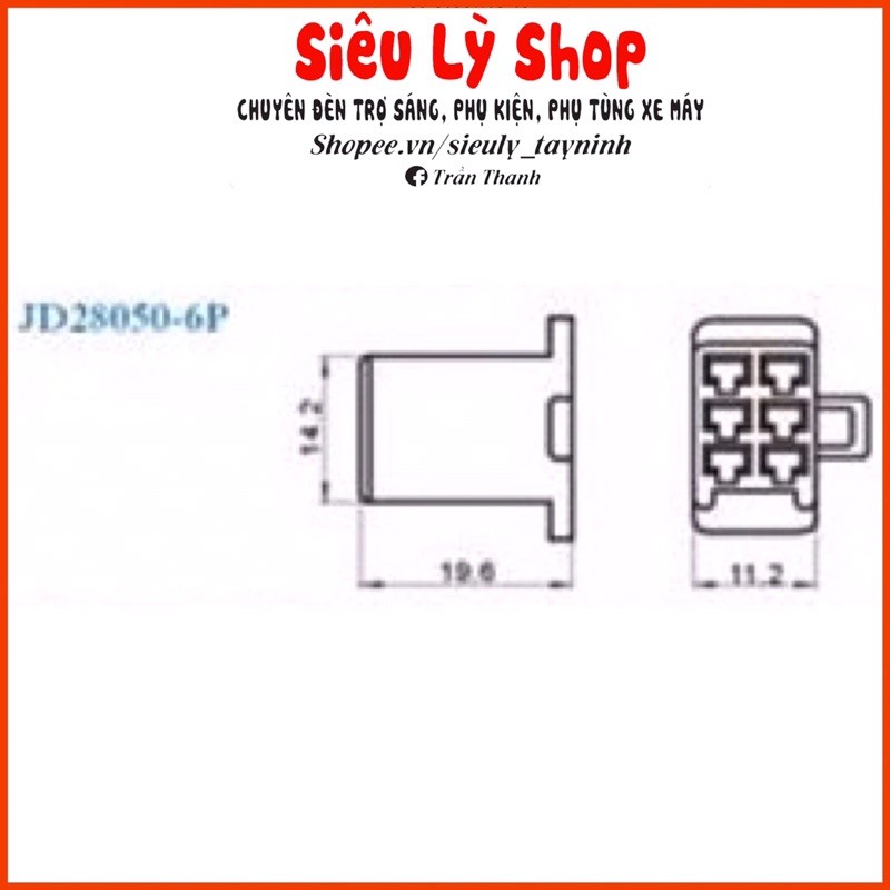 Giắc nhựa xe máy 6P-2.8 - Đầu đực (Túi 10cái)