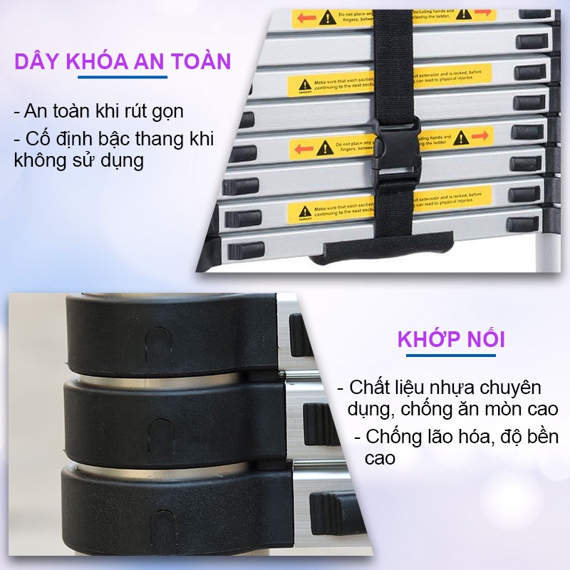 Thang nhôm rút đơn Nikita Nhật Bản 4m1 , 3m2 R32, 3m8 R38 thang nhôm rút xếp gọn, Tặng ốp thang