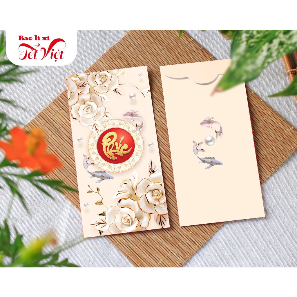 Combo 100 Bao Lì Xì Hoa Sen Trắng Phúc Lộc Thọ
