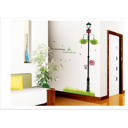 Decal trang trí Cây Đèn đường xanh