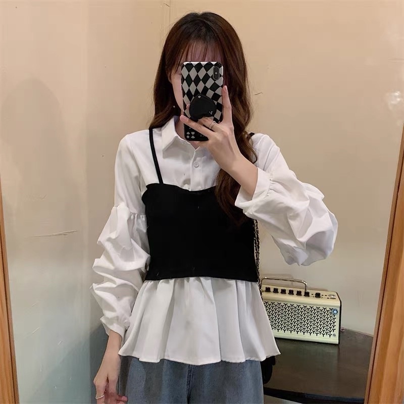 Sơmi peplum tay nhúng bigsize (50-90kg)
