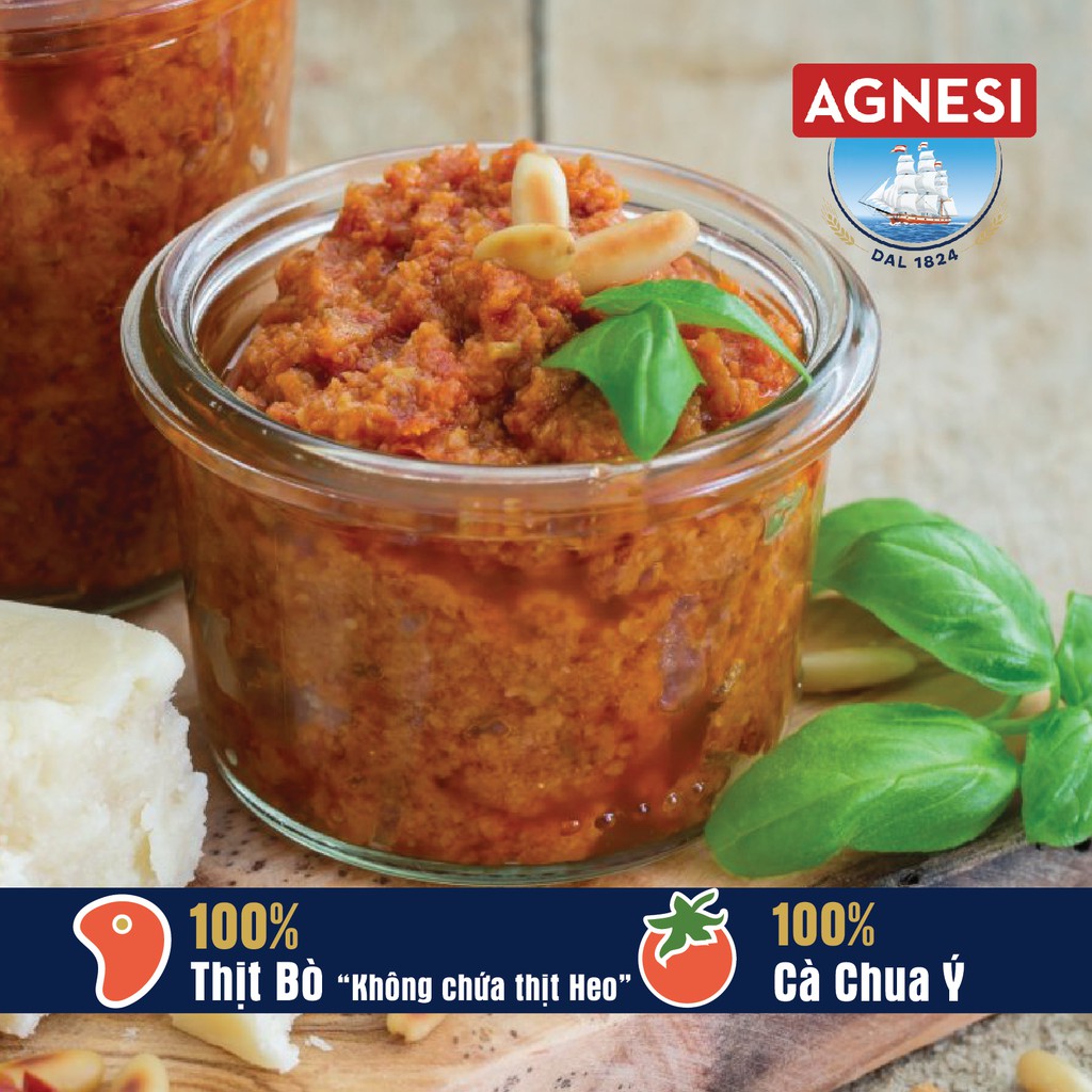 3 hũ sốt cà chua thịt bò bằm Agnesi Ý bolognese 400g