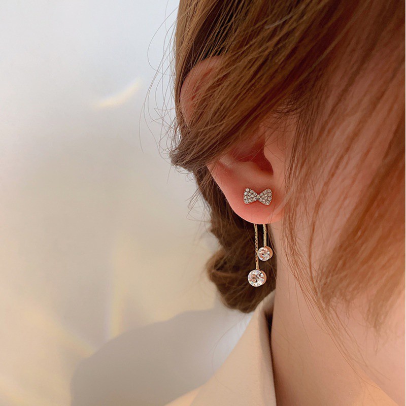 ✨✨Bông Tai Dài Hình Ngôi Sao/Nơ Đính Đá Thời Trang Đơn Giản Phong Cách Hàn Quốc Cho Nữ