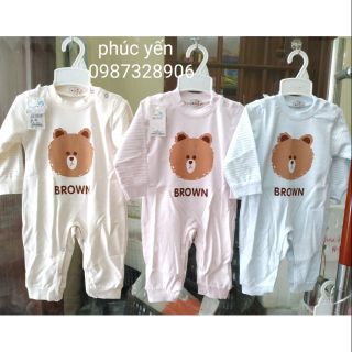 Body cotton len mịn họa tiết gấu nâu cho bé-hang quang chau