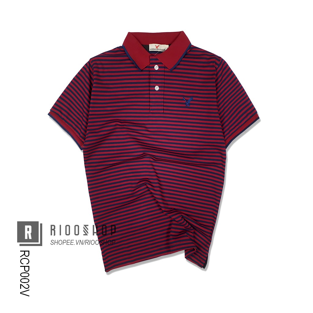 Áo phông nam có cổ sọc ngang kẻ nhỏ đẹp Eagle RCP002 - áo thun nam form rộng Riooshop | BigBuy360 - bigbuy360.vn