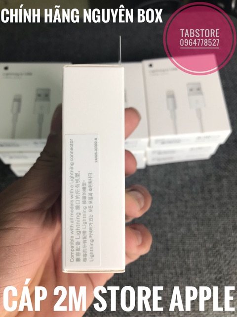 [Mã 267ELSALE hoàn 7% đơn 300K] Cáp IPhone 2m Chính Hãng Apple Store NEW Nguyên Box.