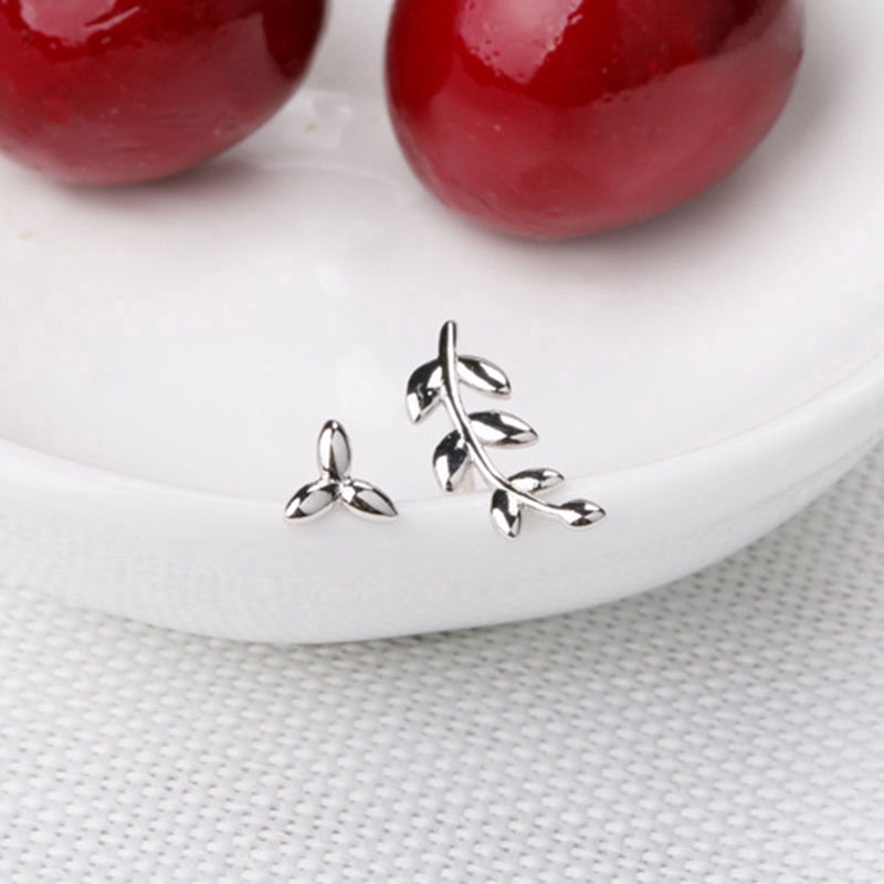 Đôi Bông Tai Hình Lá Olive Bạc 925 Thời Trang