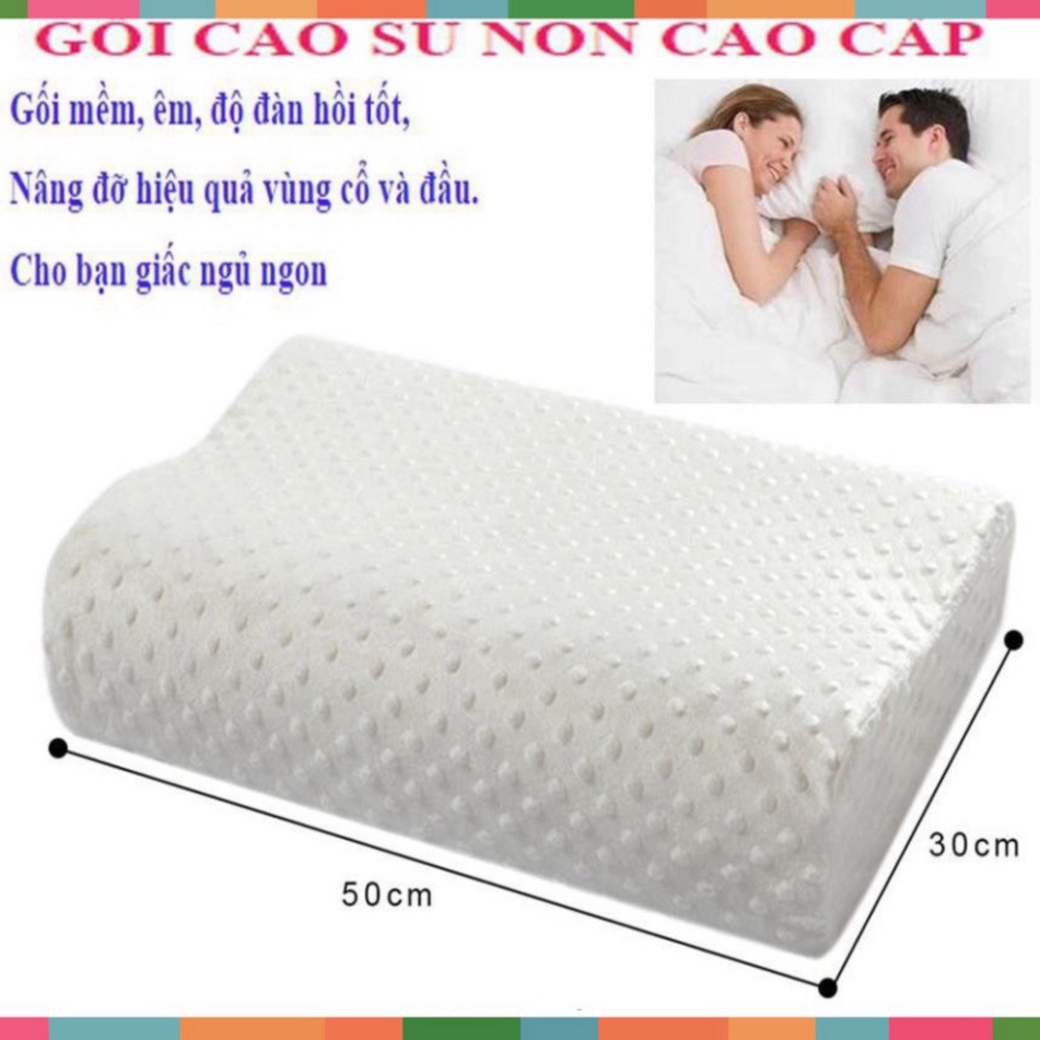 Gối Cao Su Non ZaZa Cao Cấp - Gối Cao Su Chông Ngáy Ngủ, Mềm Mại Cho Giấc Ngủ Êm Ái kích thước 50cm - 30cm freeship