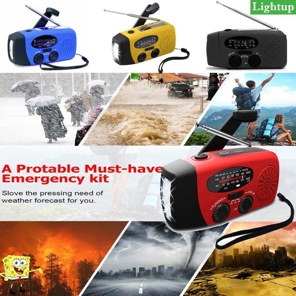 Đài phát thanh năng lượng mặt trời có thể bảo vệ Tay quay Dynamo được hỗ trợ thời tiết Đèn pin LED radio