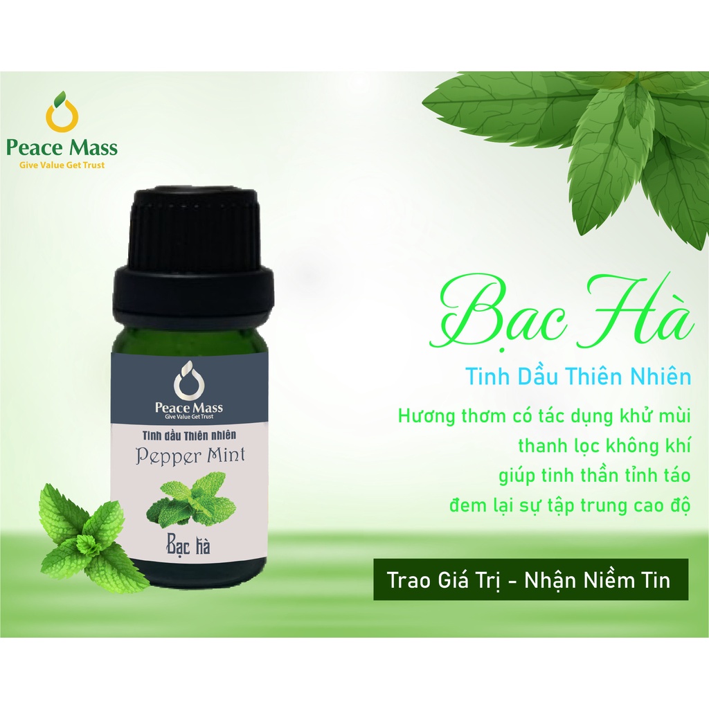 [Mã BMBAU50 giảm 10% đơn 99k] [FREESHIP] Tinh Dầu Bạc Hà Peace Mass 10ml Dùng Cho Máy - Peppermint