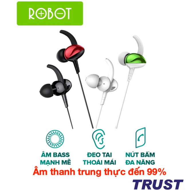 Tai Nghe Dây ROBOT RE801 In-Ear Âm Thanh Sắt Nét-âm thanh trung thực đến 99%