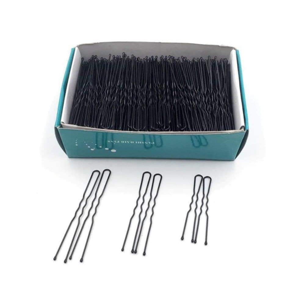 Kẹp ghim chữ U cài tóc chuyên nghiệp bọc sơn đen chống gỉ có sẵn 3 size S M L 500g