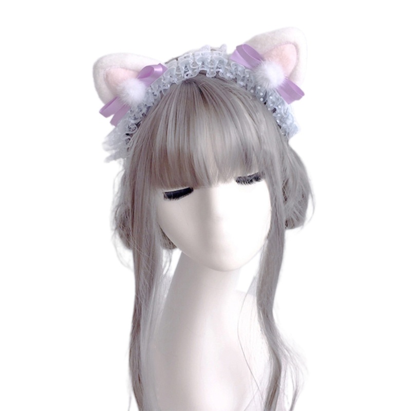 Băng Đô Tai Gấu Phối Ren Phong Cách Lolita