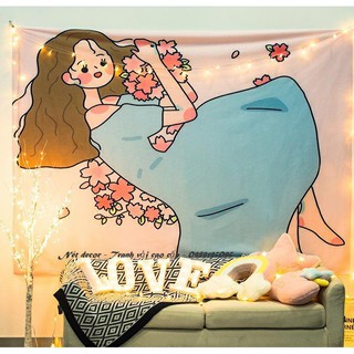 (tặng phụ kiện) Tranh vải lụa treo tường hoạt hình cao cấp