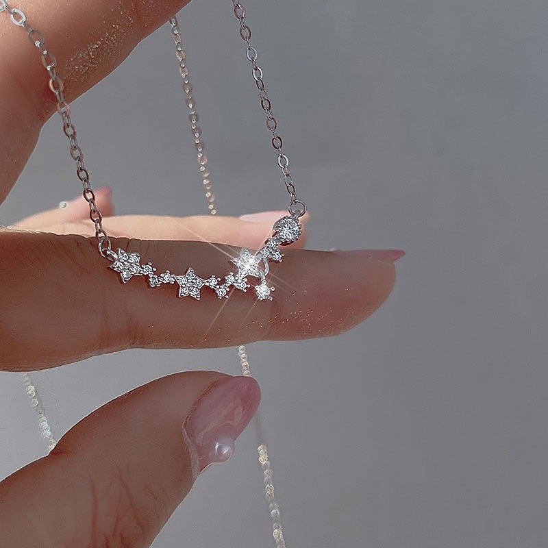 Vòng cổ nữ MANYUE bạc 925 phối mặt hình hoa đính đá zircon thời trang