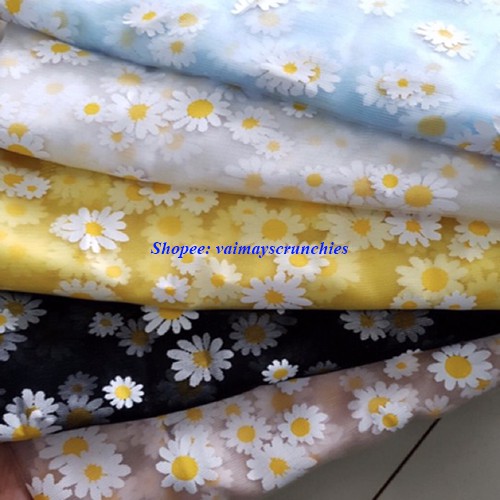 Vải hoa cúc, vải voan, vải lưới mềm may scrunchies, may váy đẹp, đáng yêu cho mẹ và bé