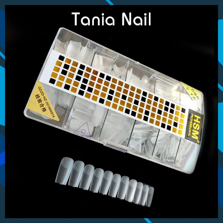 Móng Úp Thiết Kế  Nhám Thang Vuông Nhọn,Tròn Bầu Trong Đục HSM 500Pcs