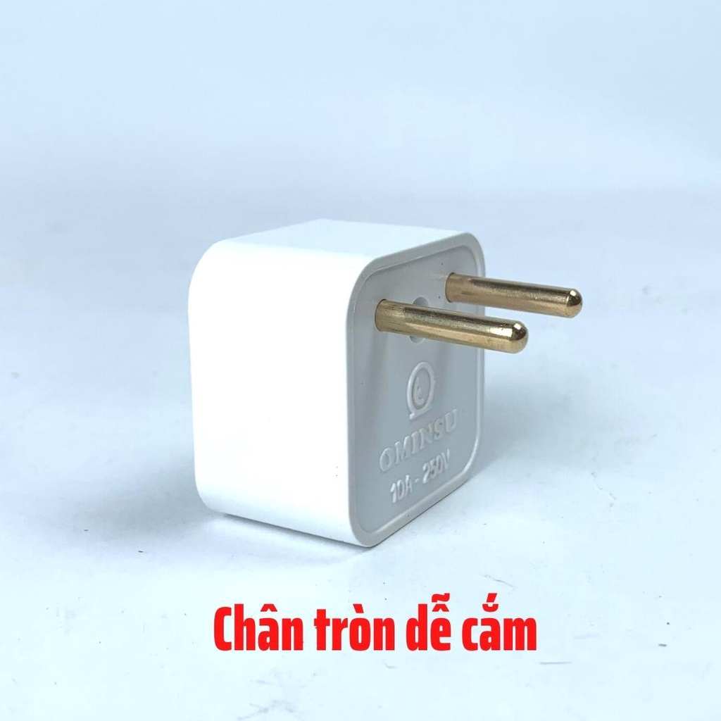 Đầu nối đa năng OMINSU chuyển đổi từ 3 chân sang 2 chân, có đèn báo - P22X