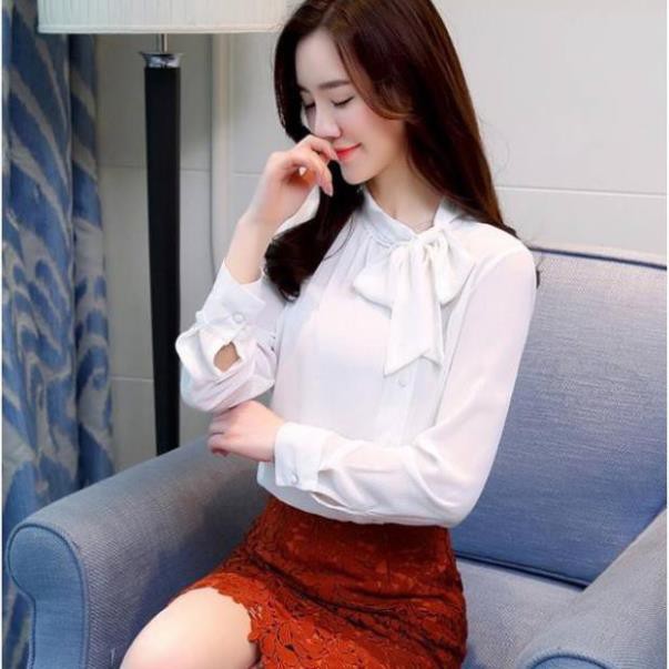 Áo Nữ Thiết Kế ❣️𝑭𝒓𝒆𝒆𝒔𝒉𝒊𝒑❣️ Áo Sơ Mi Cổ Nơ Lệch SM148 - Hàng VNXK - Candy Fashion 🚀