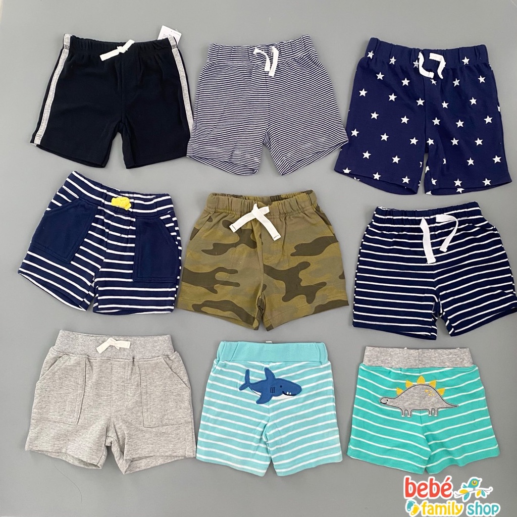 [Size 9-12M] Quần đùi bé trai xuất dư Carters thun cotton da cá QTB