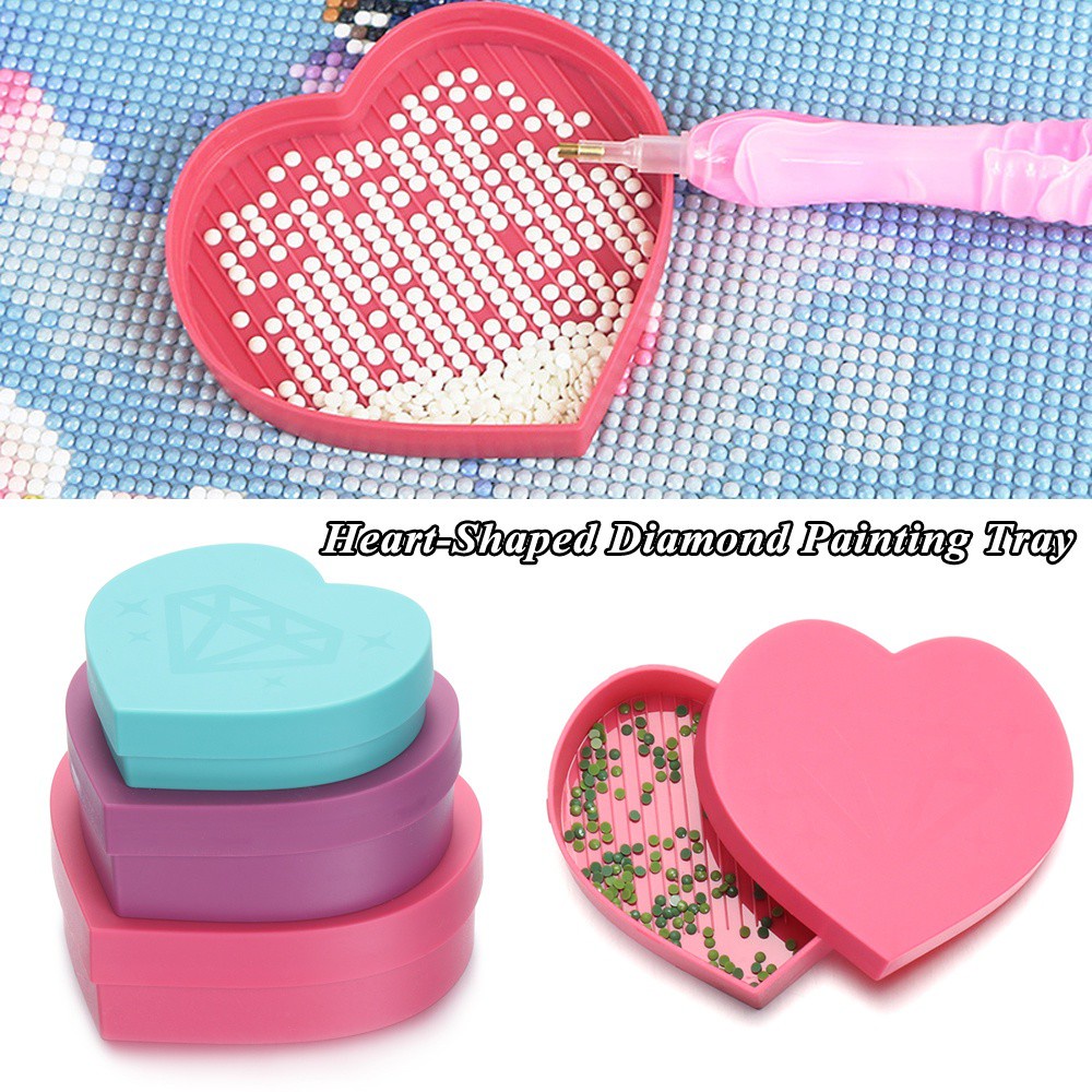 Khay Nhựa Hình Trái Tim Sức Chứa Lớn Chuyên Dụng Cho Làm Tranh Đính Đá