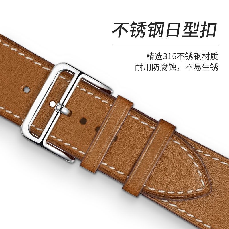 Dây đeo bằng da in logo Hermes cho đồng hồ thông minh Apple watch 6 5/4/3 SE