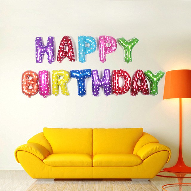Set bóng SINH NHẬT - bóng trang trí sinh nhật loại to 40cm - Dải 13 bóng chữ HAPPY BIRTHDAY