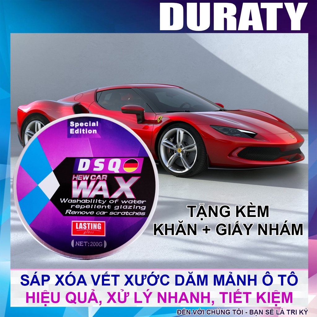 Sáp Xóa Vết Xước Ô tô - Xóa Xước Xe - Kem Tẩy Trầy Do Va Quệt Tiện Dụng, Sạch Vết Mưa, Tạo Bóng Sơn - DSQ 200G