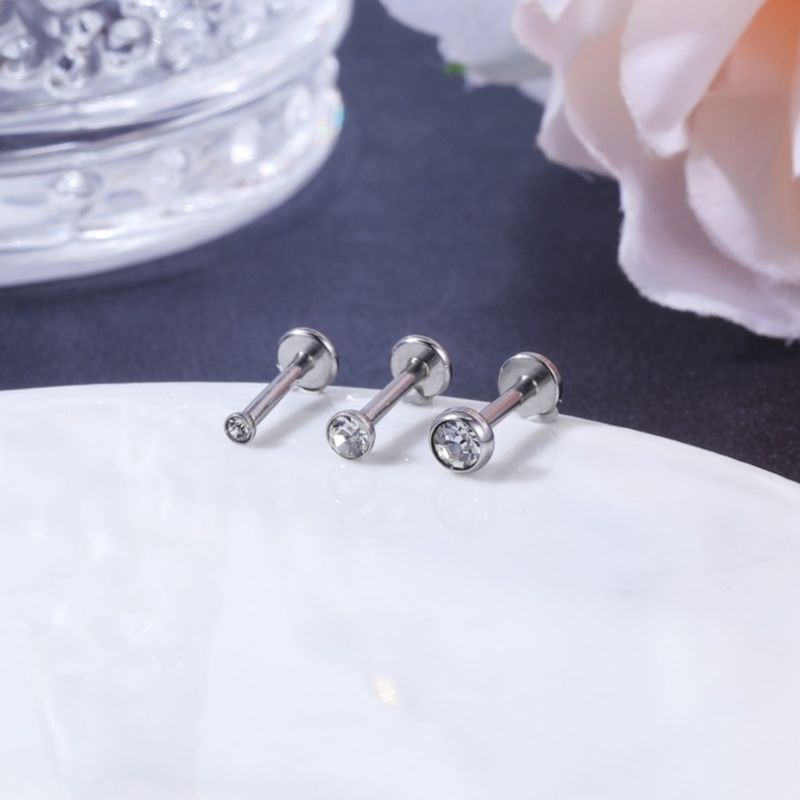 KHUYÊN TAI ĐÁ TRÒN - Khuyên Tai Đính Đá - Khuyên thép y tế - Khuyên tai, môi, mũi, nẹp bump,...