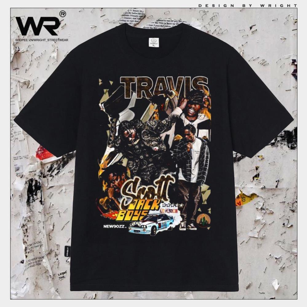 BestÁo thun Travis Scott wright phong cách vintage streetwear tay ngắn rap hiphop ! !