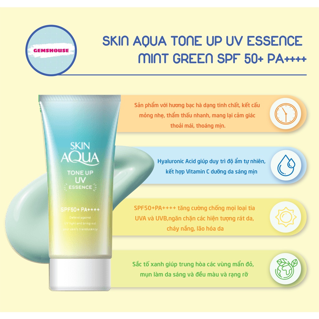 (BILL SIÊU THỊ) KEM CHỐNG NẮNG SKIN AQUA Tone Up UV SPF 50+ PA++++