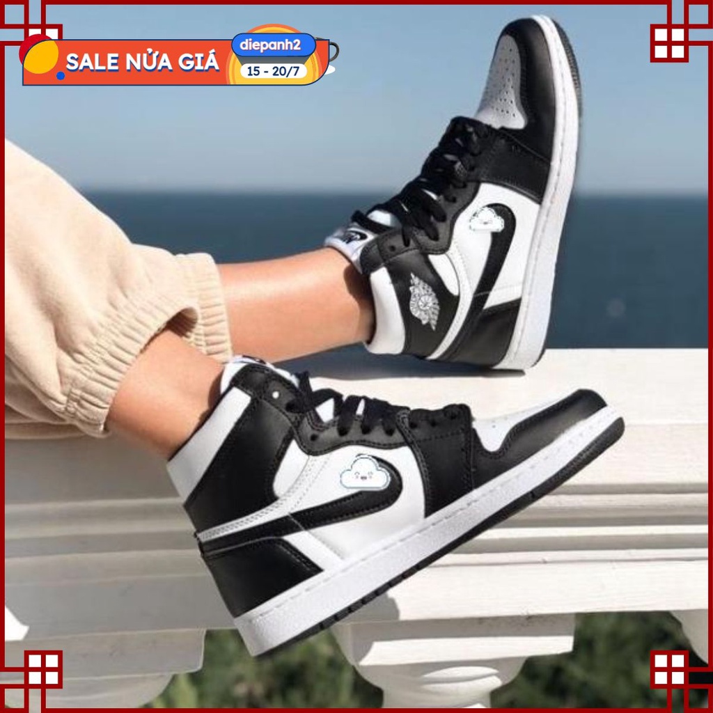 Giày thể thao Jordan cao cổ đen trắng, Giày air Jodan 1 high panda cao cổ nam nữ dễ phối đồ cực hot Full Box Bill