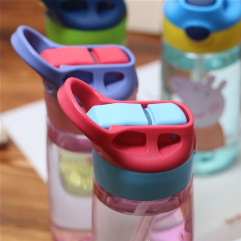 Bình Đựng Nước Bằng Nhựa Hình Heo Peppa Peppa Có Ống Hút Chống Sốc Cho Học Sinh Tiểu Học