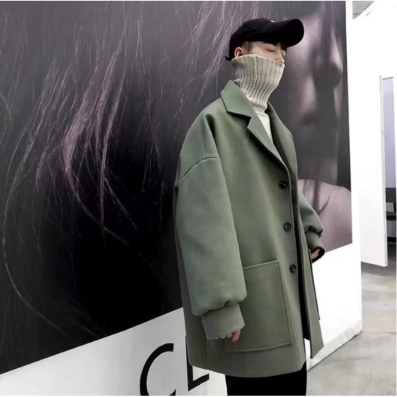 Áo Khoác Len Dày Dáng Dài Màu Sắc áo choàng lông Thời Trang Hàn Quốc áo gió nam from rộng áo gió unisex
