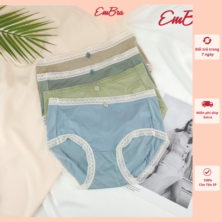 Quần lót nữ EMBRA thun lạnh đính Lá cao cấp nhiều màu EBQL25