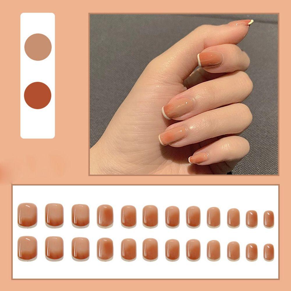 Hộp 24 Móng Tay Giả Ngắn / Tròn / Vuông Che Phủ Toàn Diện