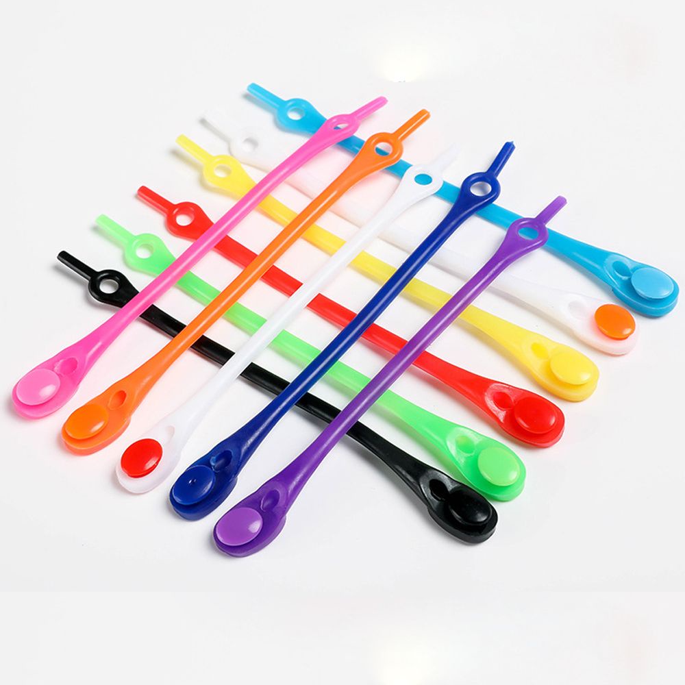 Bộ 12 dây giày thể thao bằng silicon đàn hồi kiểu khóa gài không cần cột dây phong cách cổ điển nhiều màu tùy chọn