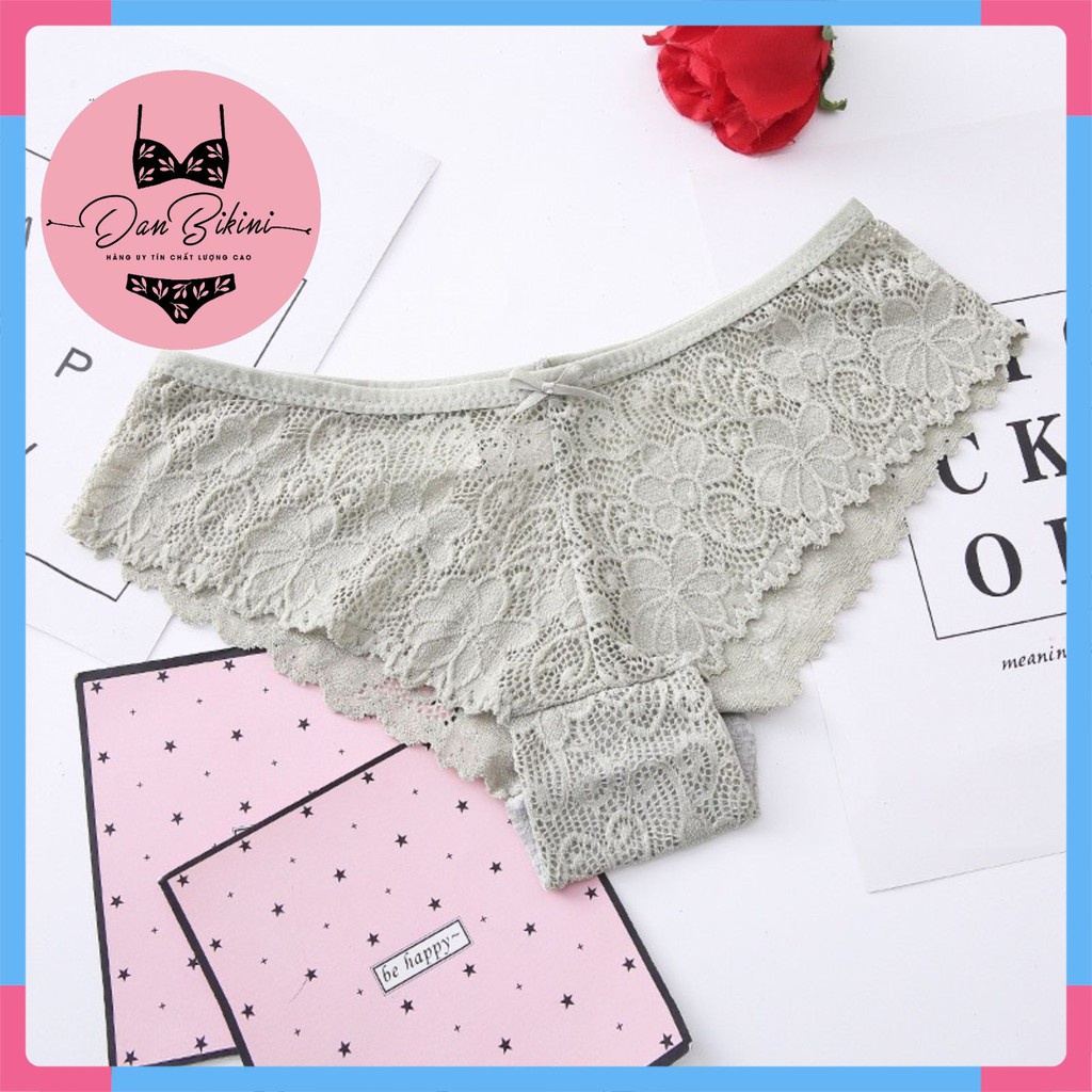 Quần Lót Nữ - Quần Lót Ren Nữ Sexy Lọt Khe thiết kế phối hoa kèm nơ nhỏ ôm dáng gợi cảm DAN STORE MÃ 9090